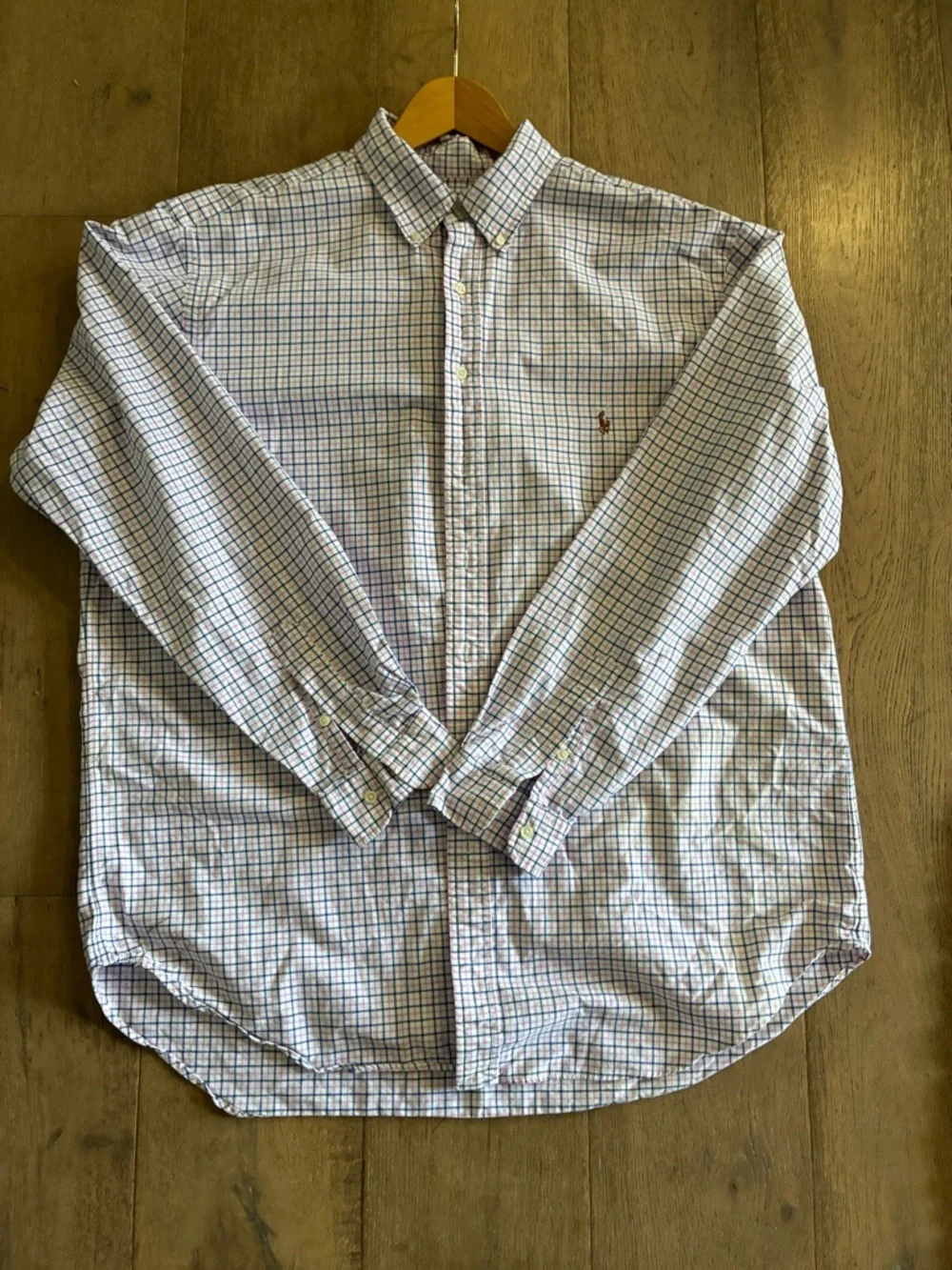 Polo by Ralph Lauren White Button-Down Shirt with Blue and pink Plaid Xl Tall